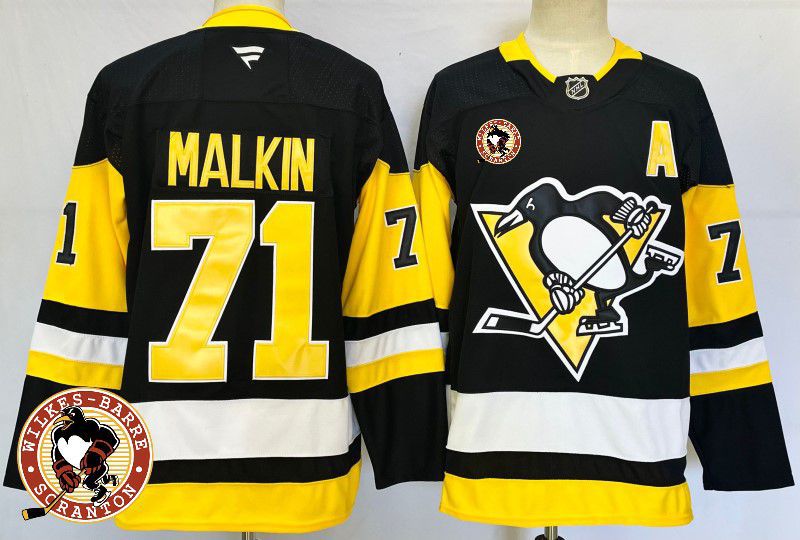 Men Pittsburgh Penguins #71 Malkin Black Fanatics 2025 NHL Jersey style 4